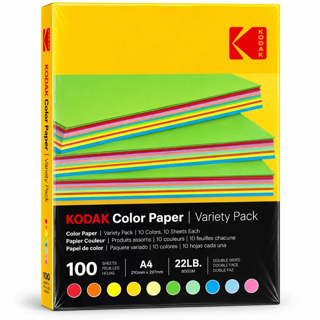 KODAK color PAPER/VARIETY PACK - 80g/m², A4 (21x29,7cm)10COLOR